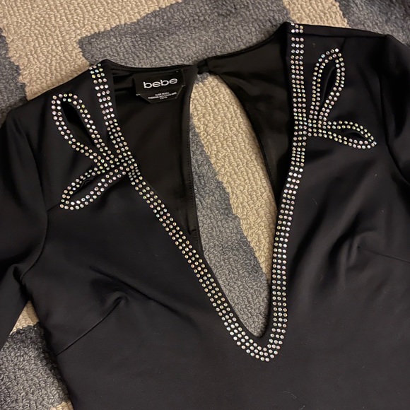 Bebe Deep V Jeweled Dress - Picture 3 of 5